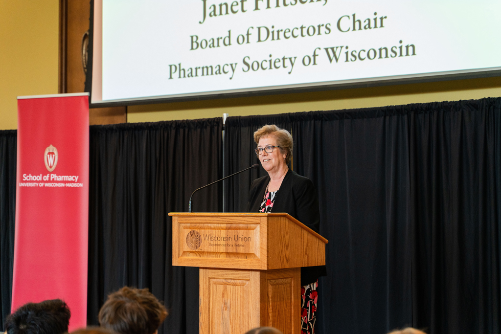 Photo by Paulius Musteikis Janet Fritsch speaks at a podium