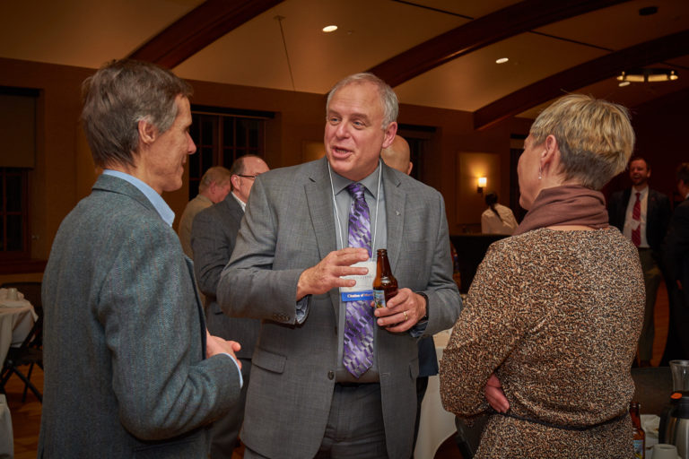 Raymond Skwierczynski and his wife chats with guest during the reception.