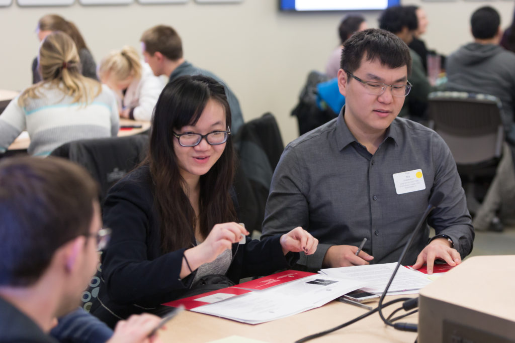 CIPE Event: Saving Lives: Guidance from the Science of Teamwork (April 2, 2018) Students working on an interprofessional teamwork activity.