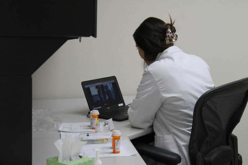 2019-Telepharmacy-Lab-13 A PharmD student completing the telepharmacy simulation.