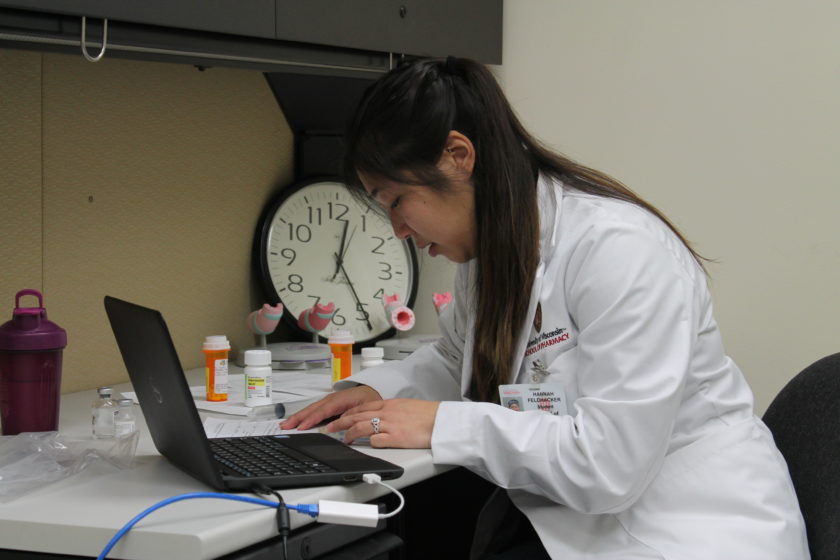 2019-Telepharmacy-Lab-18 A PharmD student completing the telepharmacy simulation.