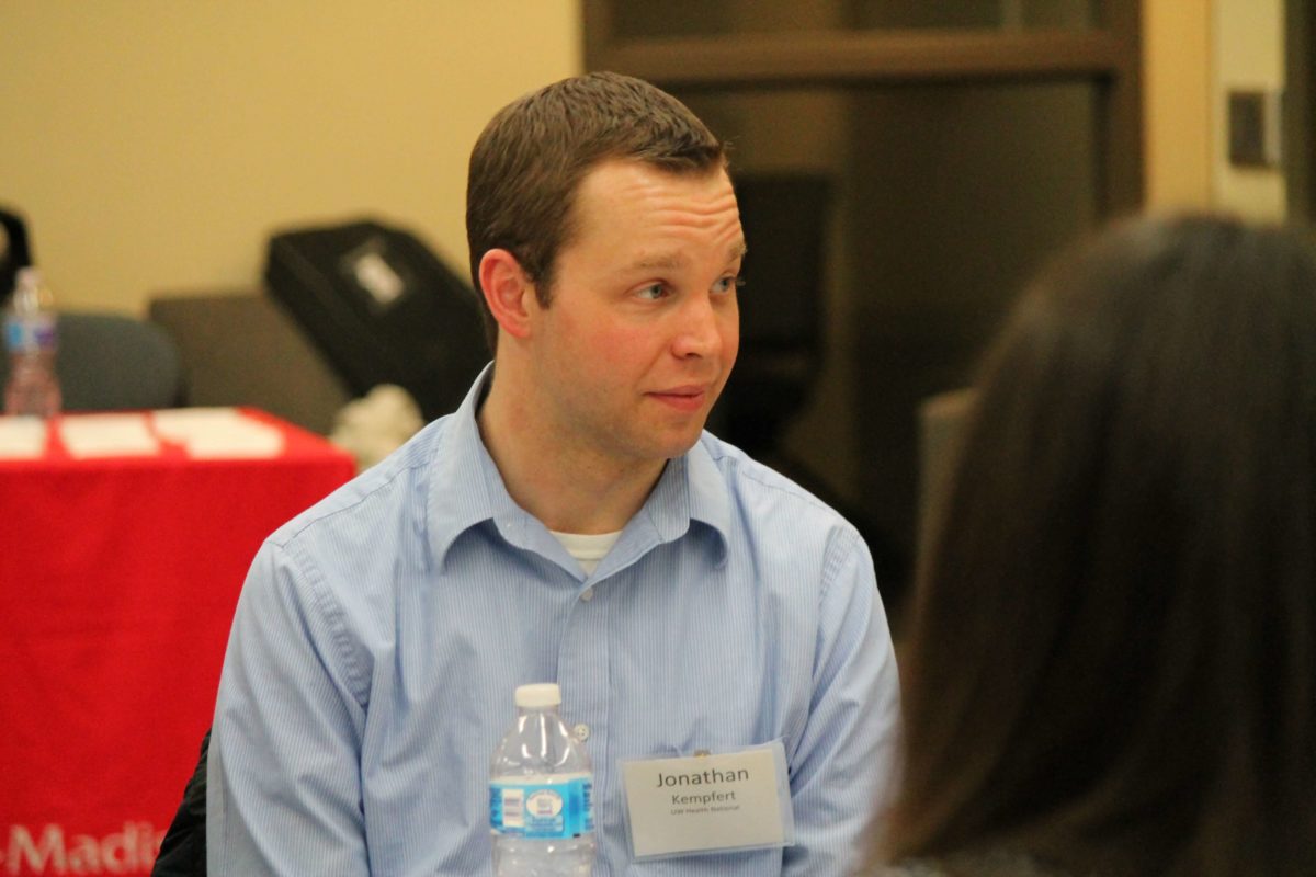 2020-Annual-Clinical-Instructors-Mtg-37 Jonathan Kempfert sitting at table during the 2020 Annual Clinical Instructors Meeting