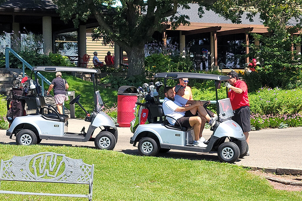 20210813_120734 Pharm alumni driving golf carts
