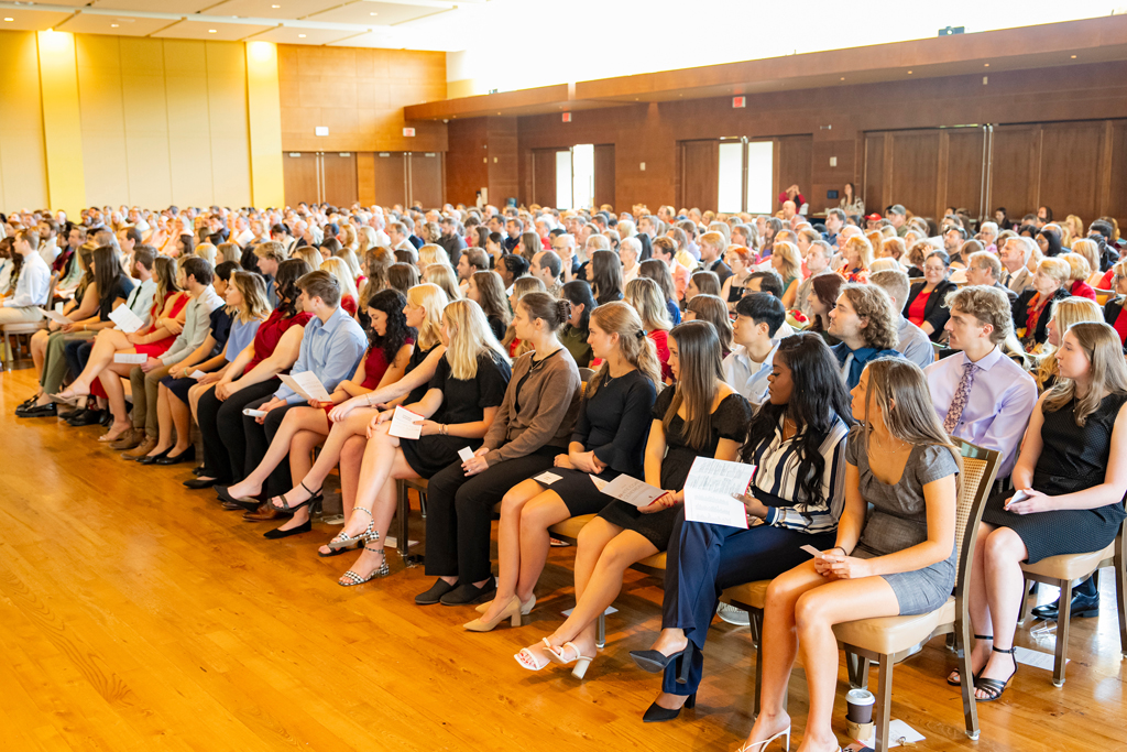 School of Pharmacy White Coat Ceremony Sunday, Sept. 17, 2003. Audience of parents and students at White Coat Ceremony