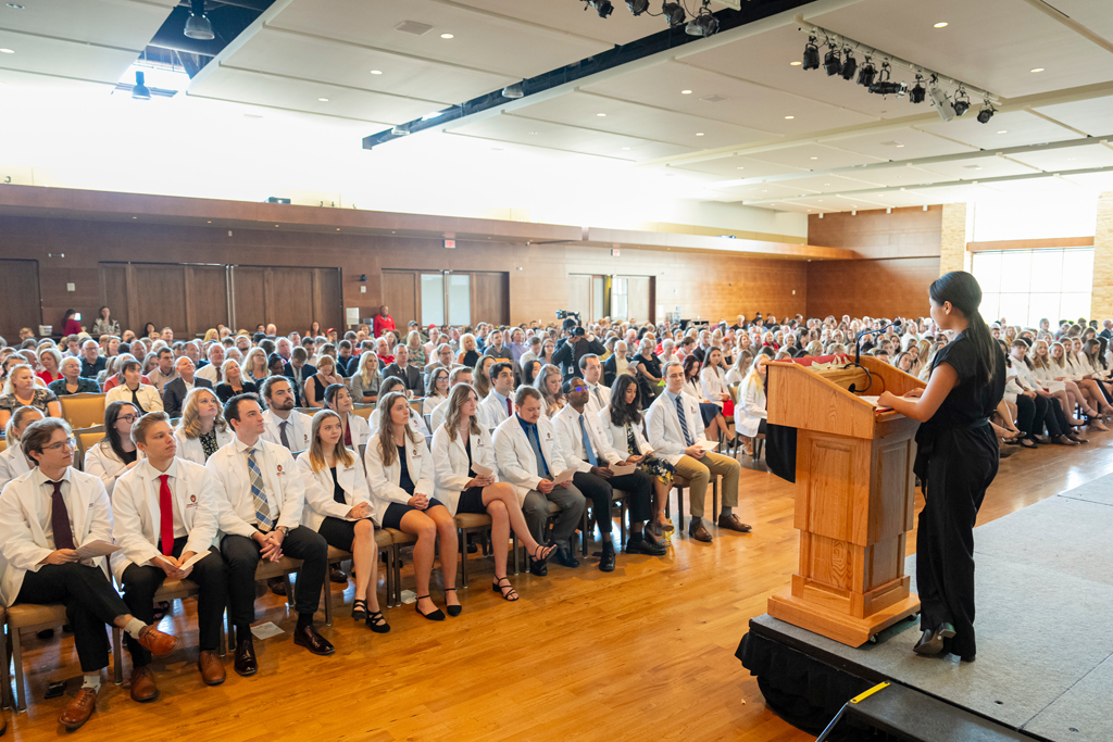 School of Pharmacy White Coat Ceremony Sunday, Sept. 17, 2003. Panned out shot of White Coat Ceremony