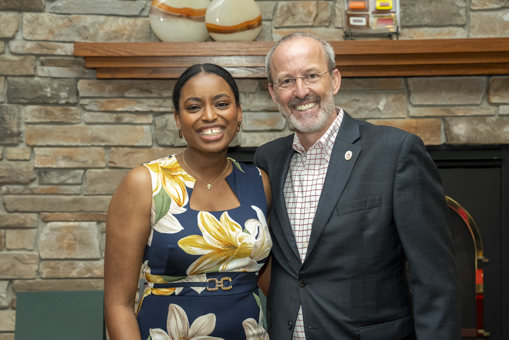 PharmD Graduation Awards Breakfast at the Pyle Center May 10, 2024. Maria Hill poses with Dave Mott