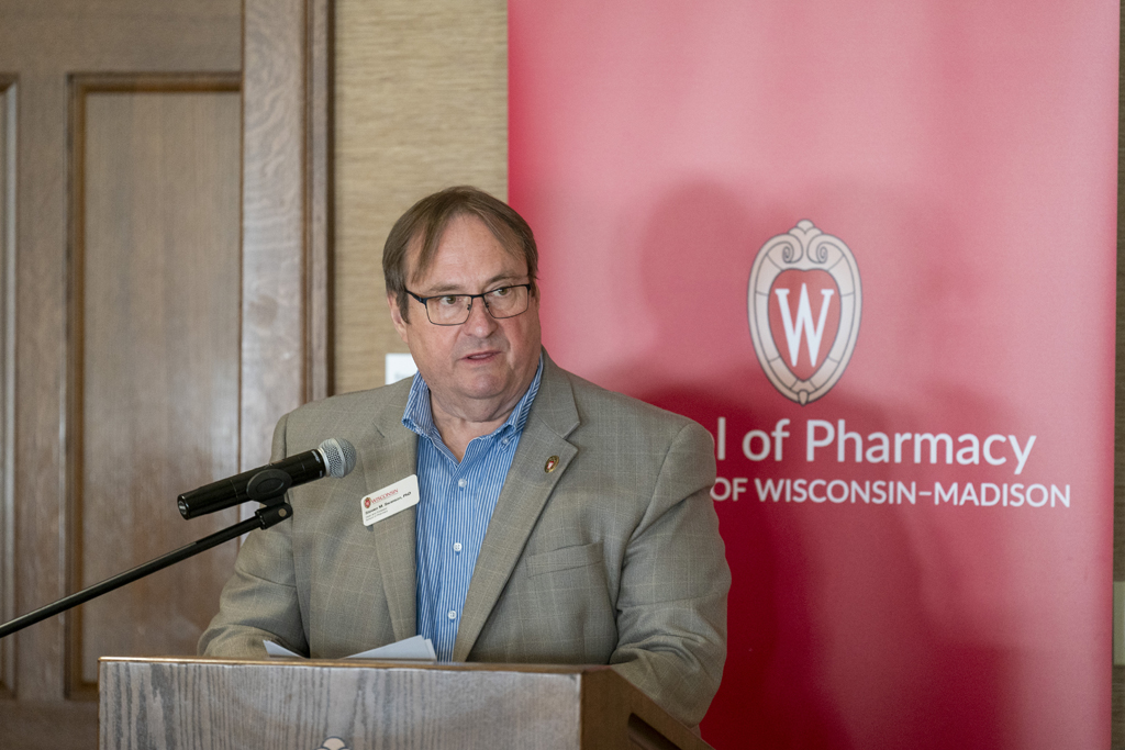 PharmTox Brunch at Carson Gulley May 11, 2024. (Photo © Andy Manis) Dean Steve Swanson speaks at the podium