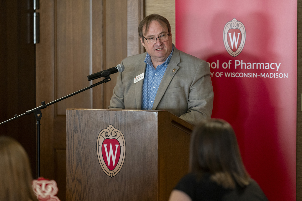 PharmTox Brunch at Carson Gulley May 11, 2024. (Photo © Andy Manis) Dean Steve Swanson speaks at the podium