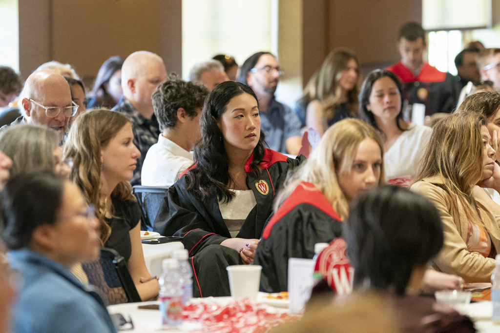 PharmTox Brunch at Carson Gulley May 11, 2024. (Photo © Andy Manis) The crowd listens to speakers
