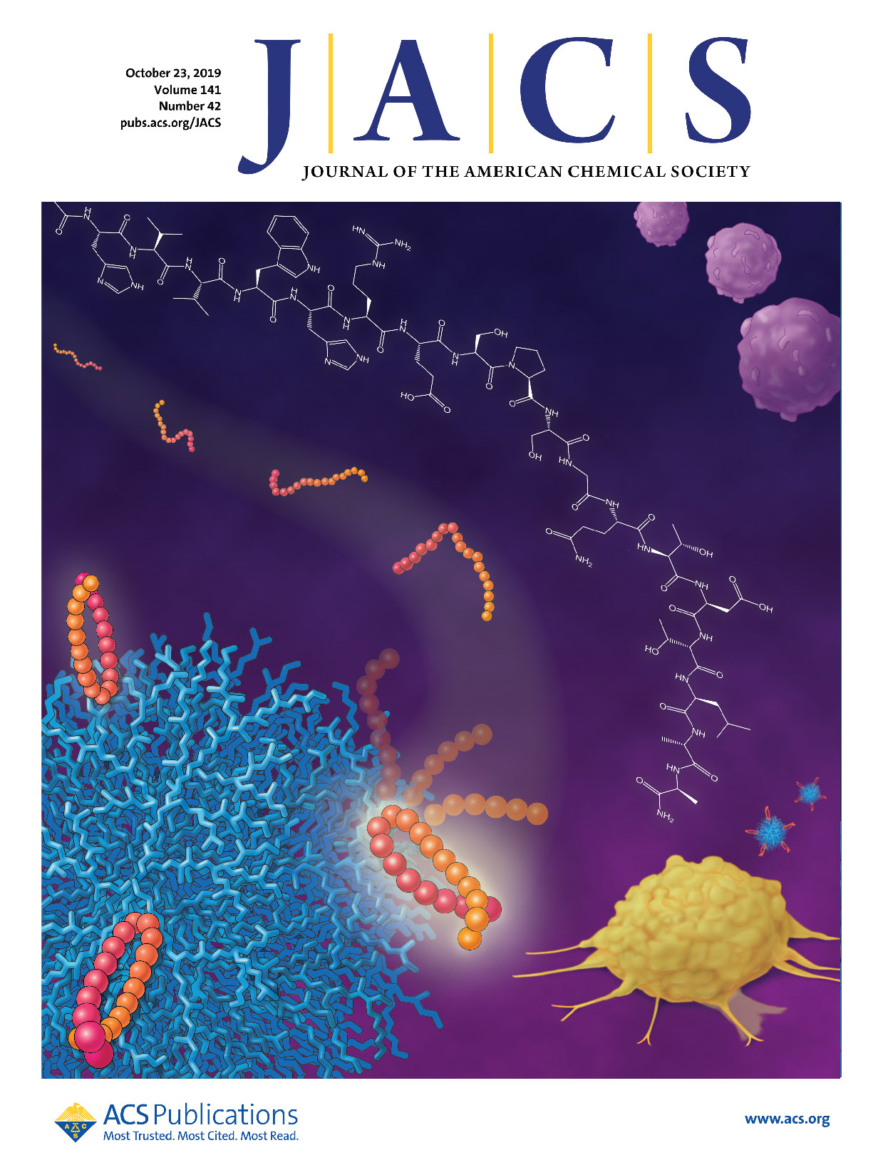 Beta-Hairpin-Sketches JACS journal Volume 141 No. 42 cover