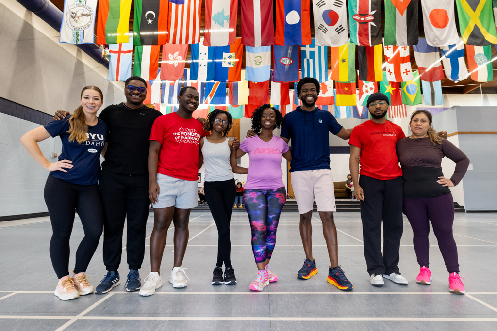 Olufunmilola Abraham and a team of dancers pose for a group photo.