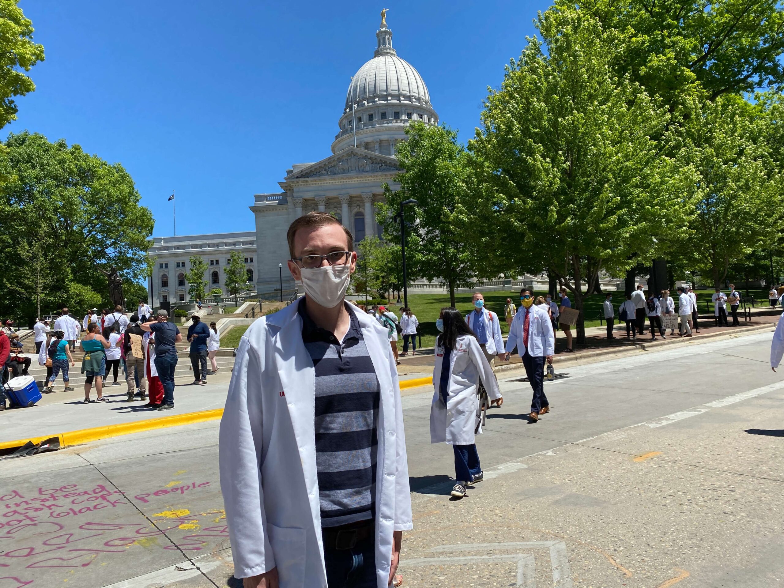 David Hager_alum_IMG_5870 students walking for "White coats for Black Lives' march