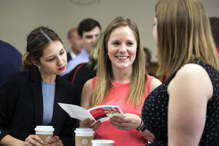 Graduation Awards Celebration_May 2018_PLN3035_1 Alicia Ritscher speaking with Olivia Fahey