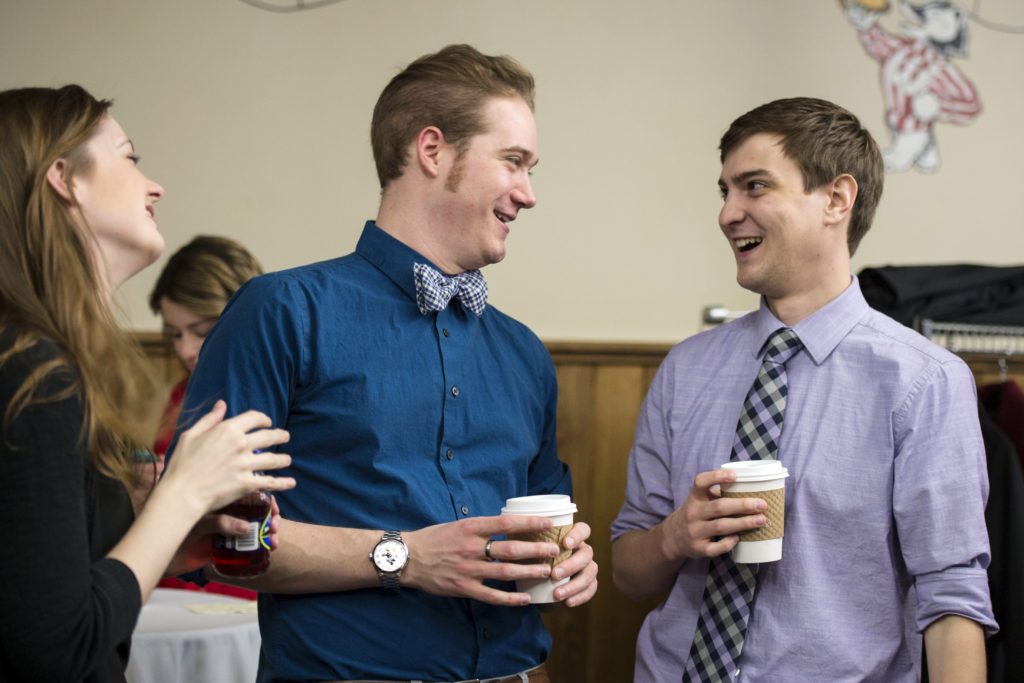 Graduation Awards Celebration_May 2018_PLN3055 Laura Schroeder, Daniel Bruskbauer, and Jerad Simmons all talking together