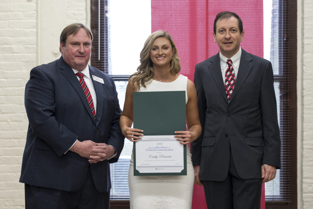 Graduation Awards Celebration_May 2018_PLN3296 Steve Swanson, Emily Perinovic with her award, and Eric Buxton