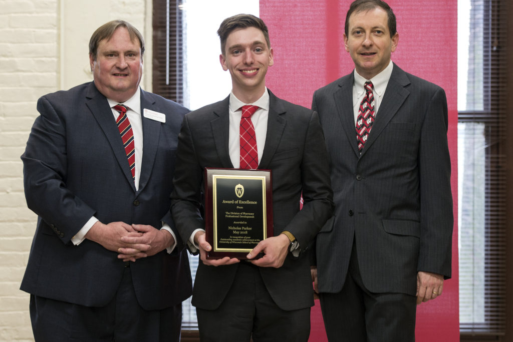 Graduation Awards Celebration_May 2018_PLN3321 Steve Swanson, Nicholas Parker with his award, and Eric Buxton