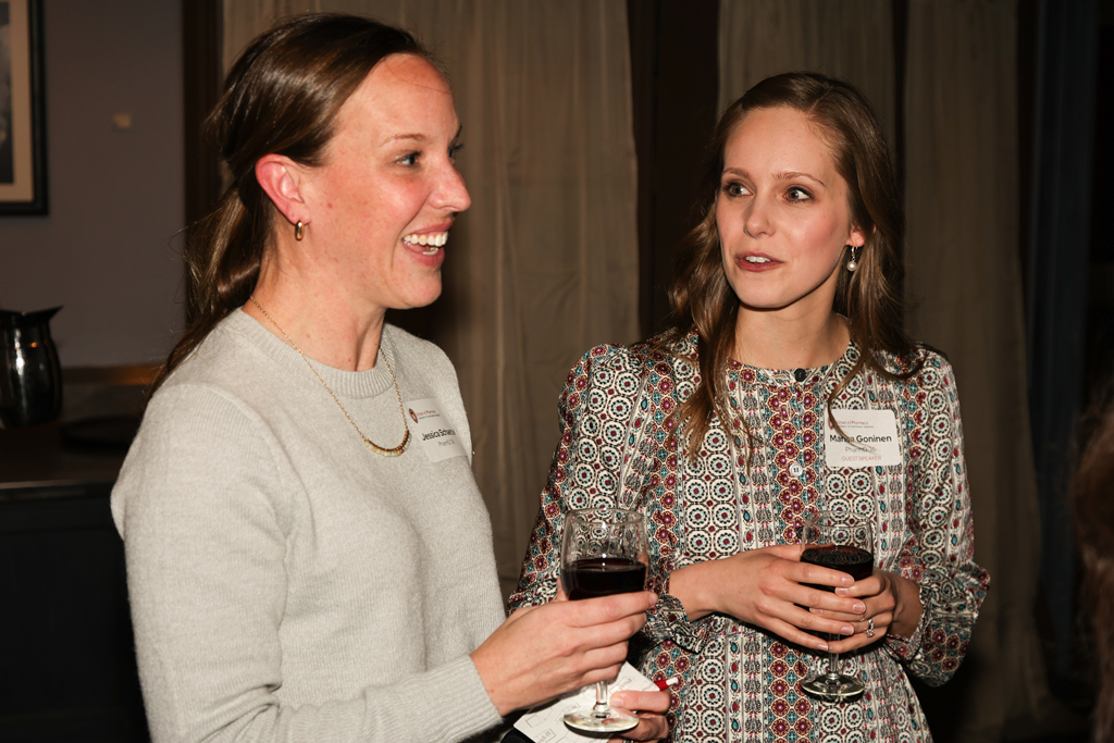 Jessica Schaetzel and Marissa Gonien speak and laugh