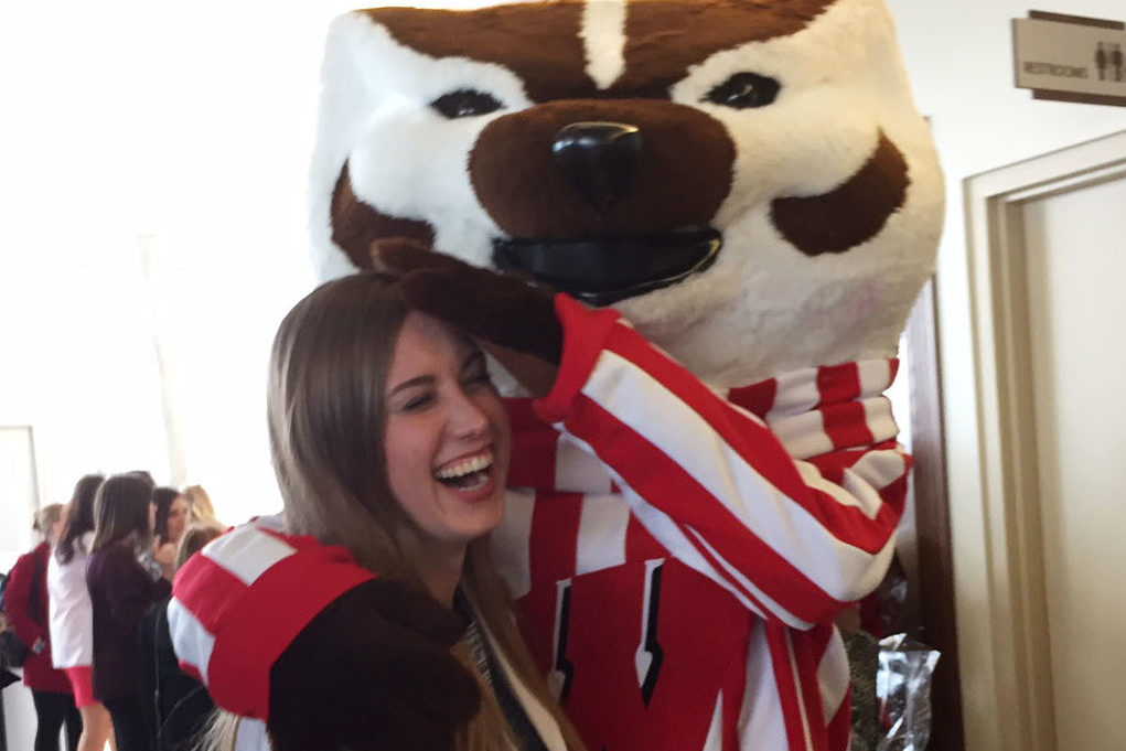 IMG_5091 Students celebrate the moment with Bucky.