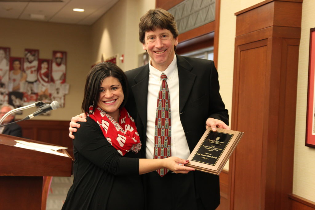 IMG_9597 Maria Wopat with Jack Vanden Heuvel holding his award