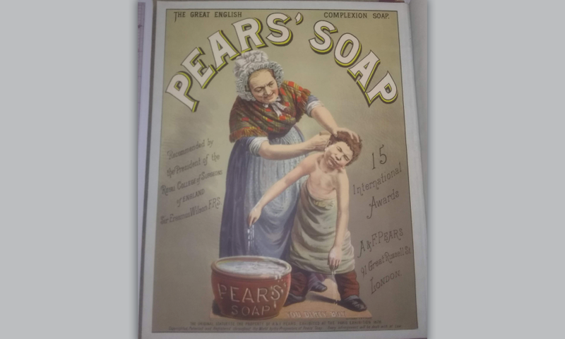 McKessonRobbins - Soap Vintage page labeled "Pear's Soap" with a grandmother washing her grandson's hair