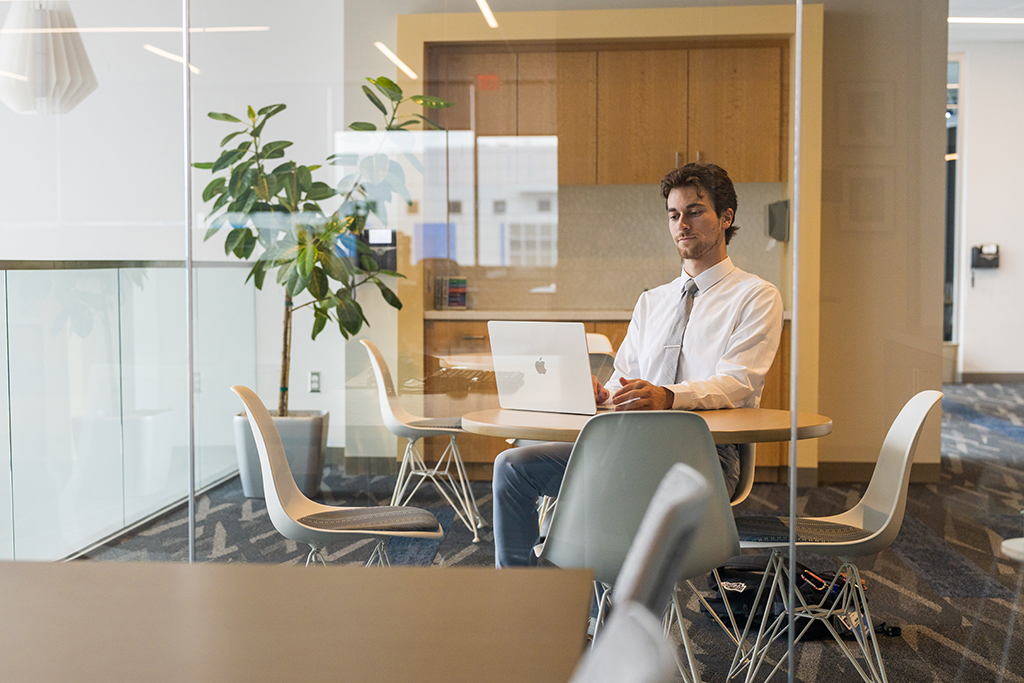 Nathaniel Verhagen works at his desk