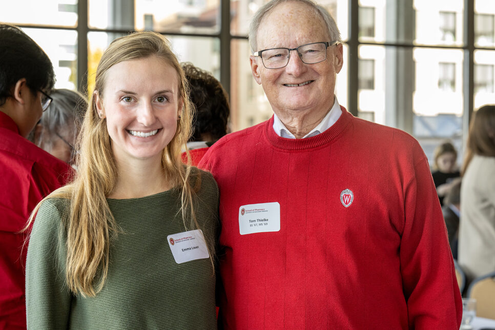 Emma Lauer smiling with Tom Thielke