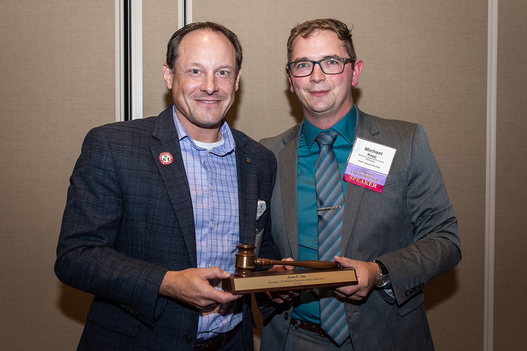 Pharmacy-Wis-Dells_051 Jason Lau and Mike Nagy pose with the PAA President's Gavel