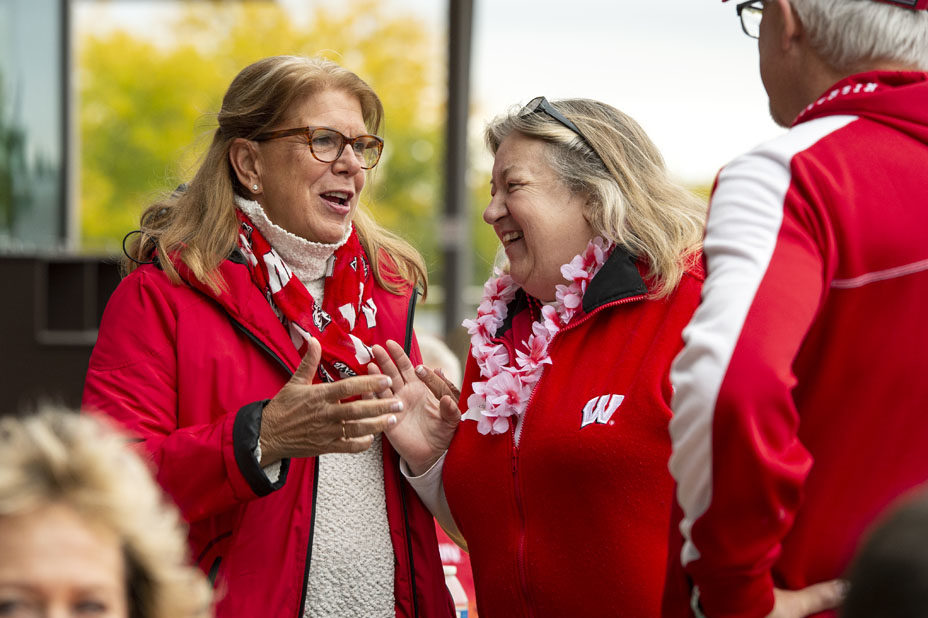 PharmacyAlumniTailgateEvent_1018_DSC_6360 Alumni catching up at the UW-Madison Pharmacy Alumni Tailgate event, held at Union South during the Badgers vs. Cornhuskers game.