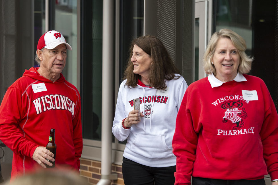 PharmacyAlumniTailgateEvent_1018_DSC_6482 Alumni catching up at the UW-Madison Pharmacy Alumni Tailgate event, held at Union South during the Badgers vs. Cornhuskers game.