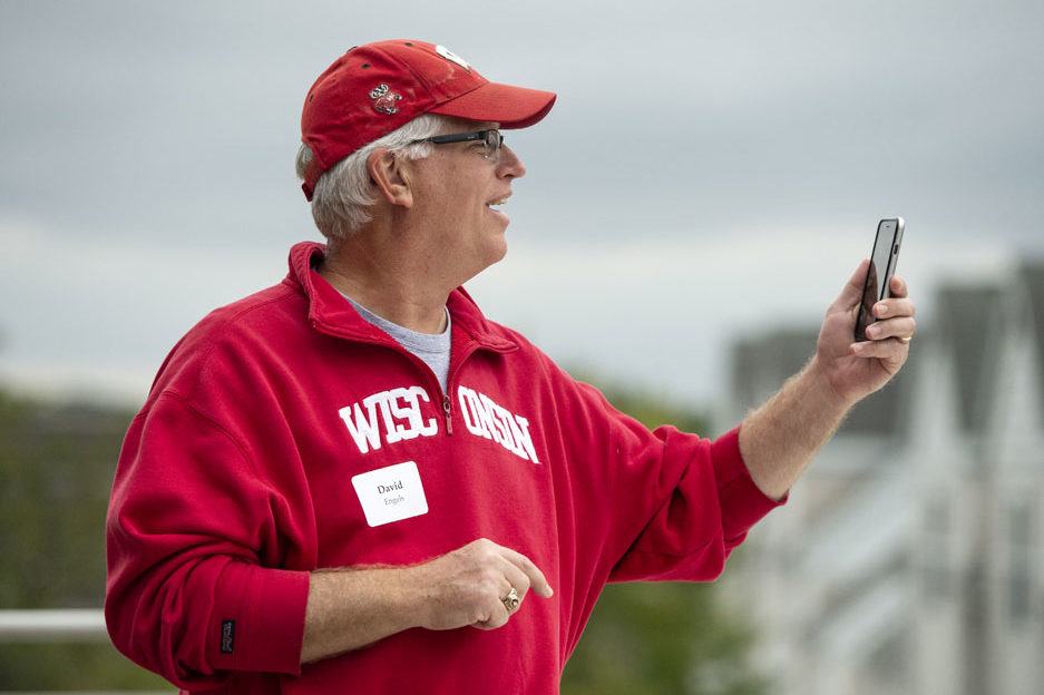 PharmacyAlumniTailgateEvent_1018_DSC_6765 Alumni catching up at the UW-Madison Pharmacy Alumni Tailgate event, held at Union South during the Badgers vs. Cornhuskers game.