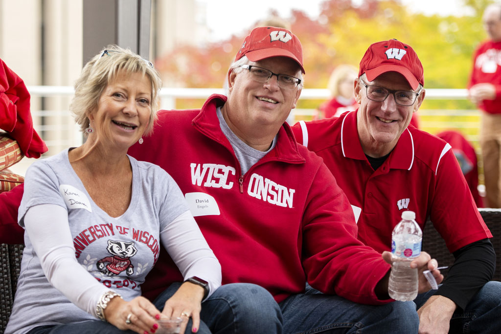 PharmacyAlumniTailgateEvent_1018_DSC_7082 Alumni catching up at the UW-Madison Pharmacy Alumni Tailgate event, held at Union South during the Badgers vs. Cornhuskers game.