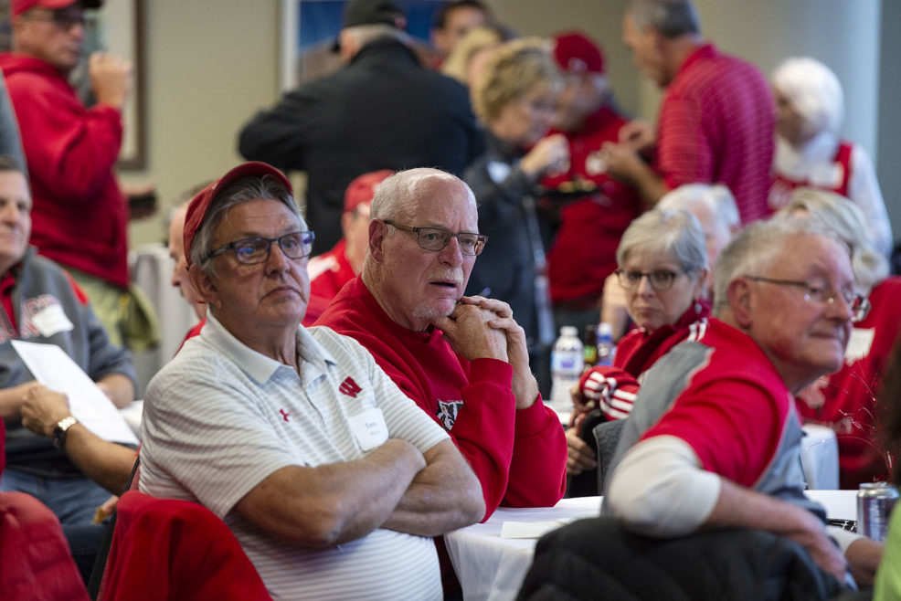 PharmacyAlumniTailgateEvent_1018_DSC_7187 Alumni watching the Badgers vs. Cornhuskers game at the UW-Madison Pharmacy Alumni Tailgate event, held at Union South.