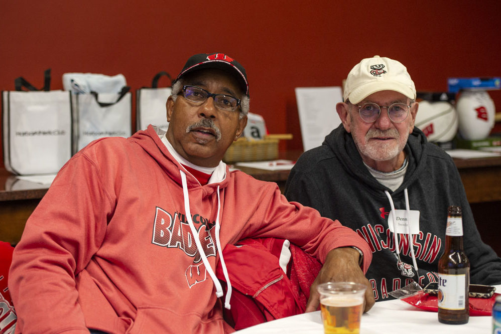 PharmacyAlumniTailgateEvent_1018_DSC_7468 Alumni catching up at the UW-Madison Pharmacy Alumni Tailgate event, held at Union South during the Badgers vs. Cornhuskers game.