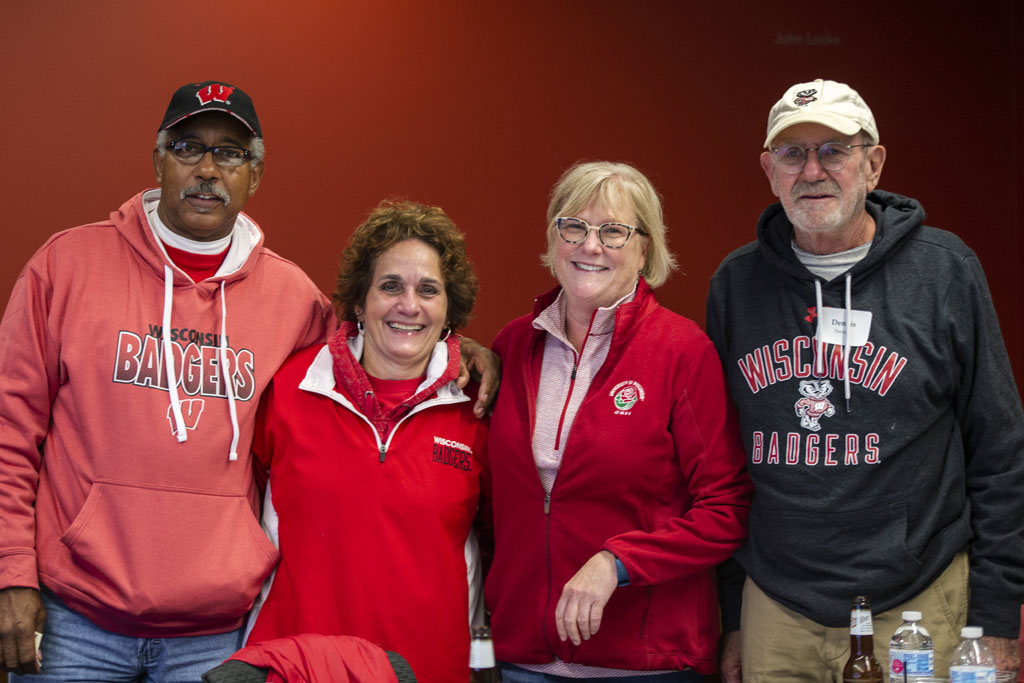PharmacyAlumniTailgateEvent_1018_DSC_7494 Alumni catching up at the UW-Madison Pharmacy Alumni Tailgate event, held at Union South during the Badgers vs. Cornhuskers game.