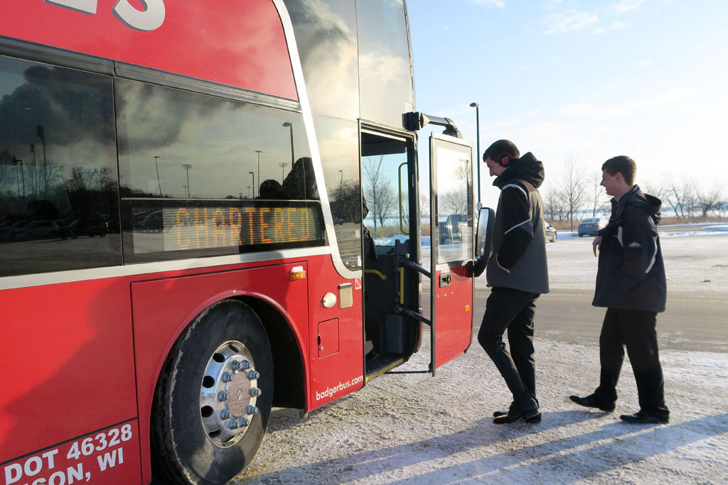 SoP Leg Day 5 Students getting onto Badger Coaches bus