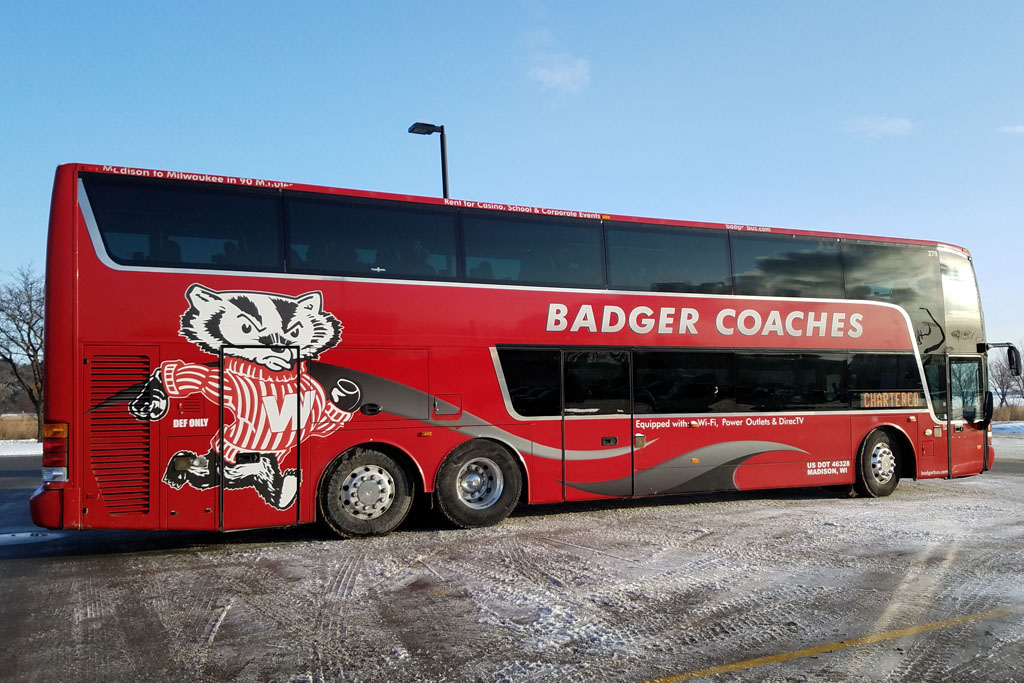 SoP Leg Day 6 Side-shot of Badger Coaches bus