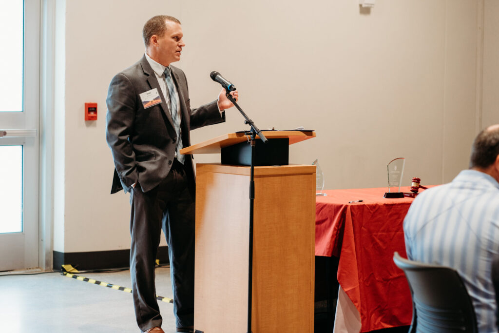 UWL-PAA-51 Matt McGowan speaks at the podium.