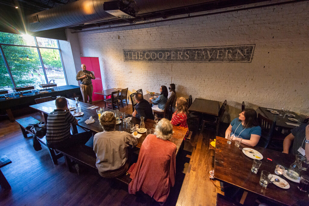 UWPharm-Coopers_2022__DSC4135_102 Paul Hutson speaks to alumni attendees at Cooper's Tavern