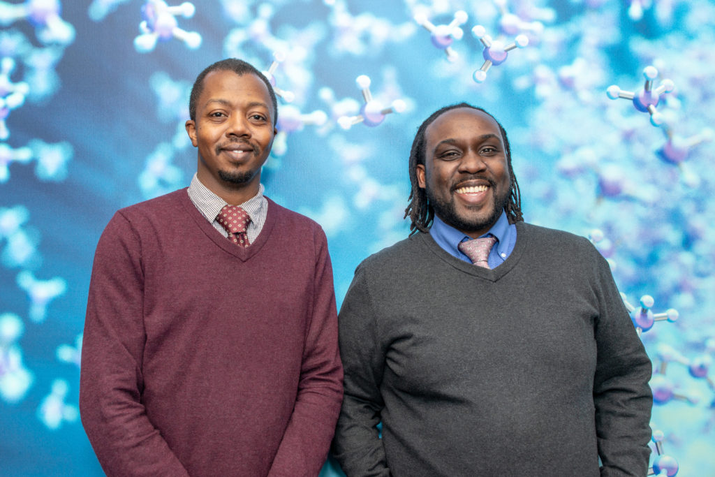 UWPharm-Satori-11262018-264 Alumnus Kwadwo Owusu-Ofori (PhD '10) and Walter Matthews, CEO and CPO of Satori Food Project