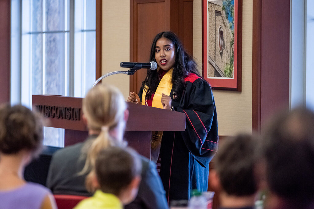 UWPhrmToxAw_2022_170 Graduated student speaking at the podium