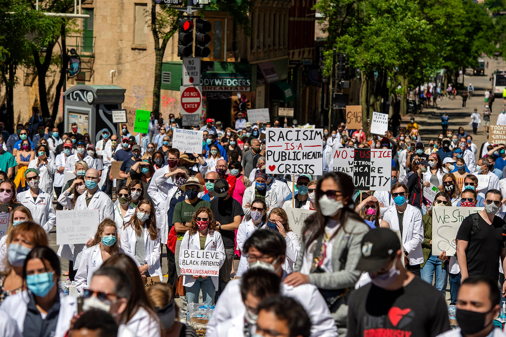 WC4BL_0620_DSC2036 Huge group of people filling the street with signs for White coats for black lives march