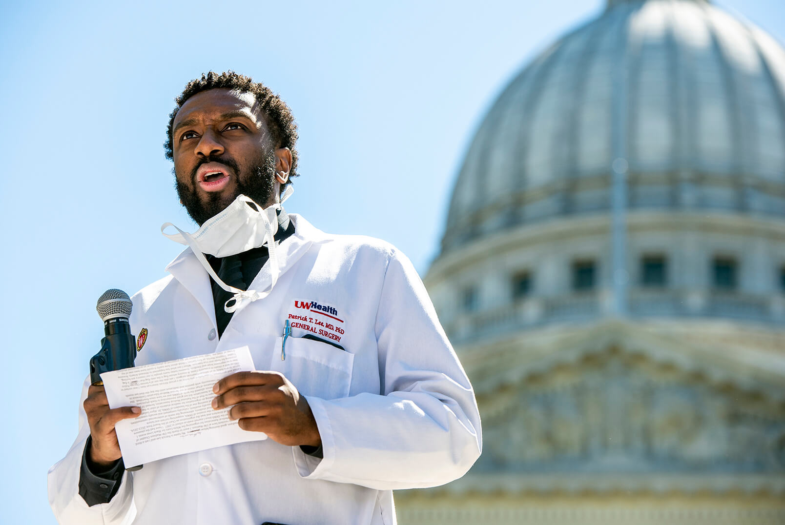WC4BL_0620_DSC2217 UW Health surgeon speaking at white coats for black lives march