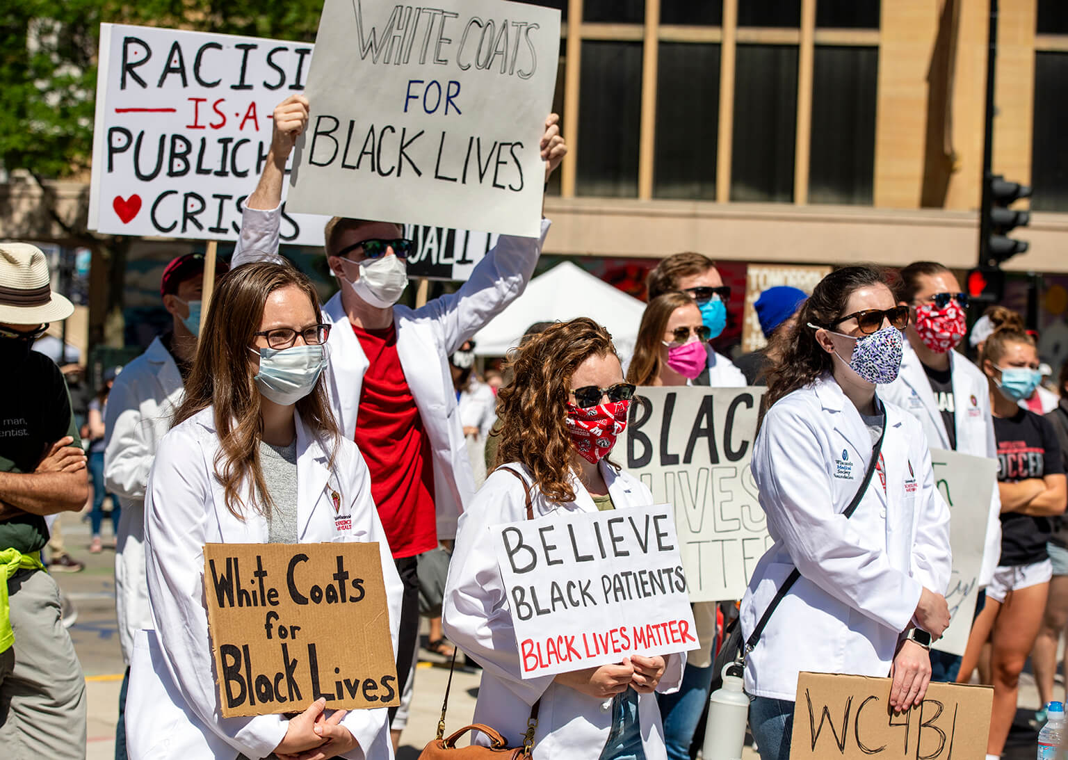 WC4BL_0620_DSC2279 Students holding signs during white coats for black lives march