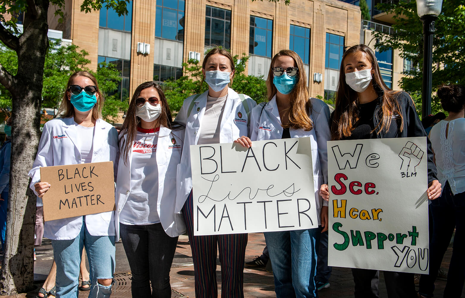 WC4BL_0620_DSC6531 Students holding hand-made signs for white coats for black lives march