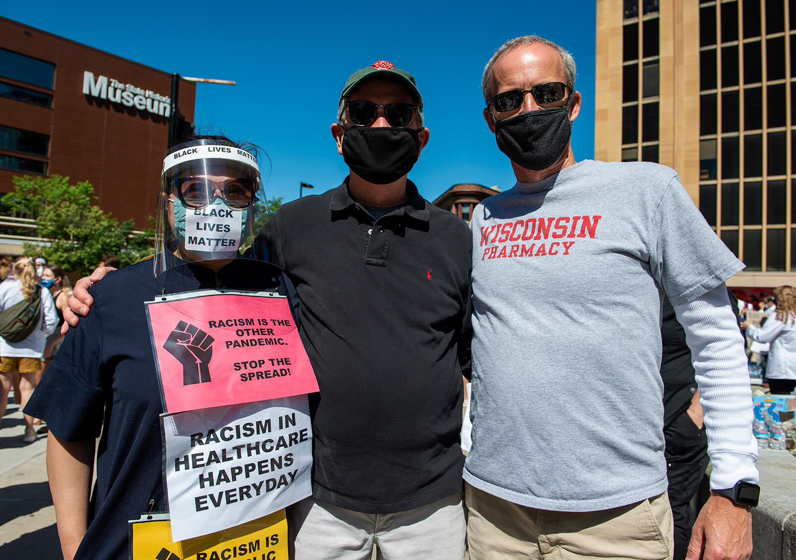 WC4BL_0620_DSC6571 Dave Mott with fellow staff joining in part of white coats for black lives march