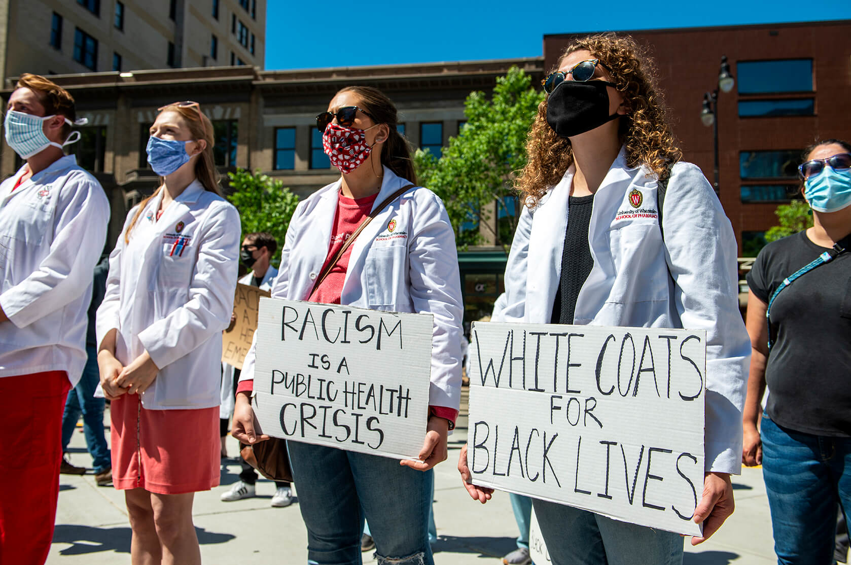 WC4BL_0620_DSC6754 Students holding signs during white coats for black lives march