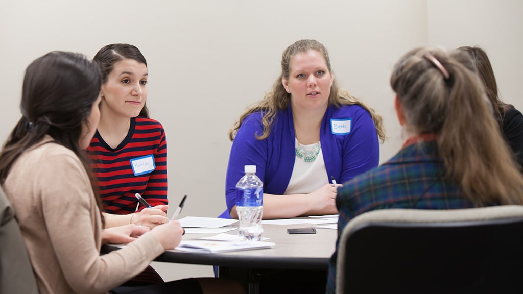 Students participate in break-out session workshop at the “Collaborating for Care: Interprofessional Health Summit 2015” held March 14, 2015.