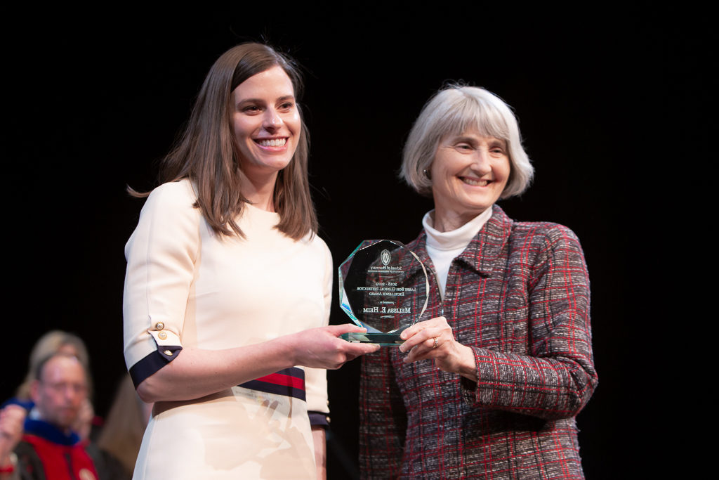 phar051019_027 Melissa Heim is awarded the Larry Boh Clinical Instructor Excellence Award.