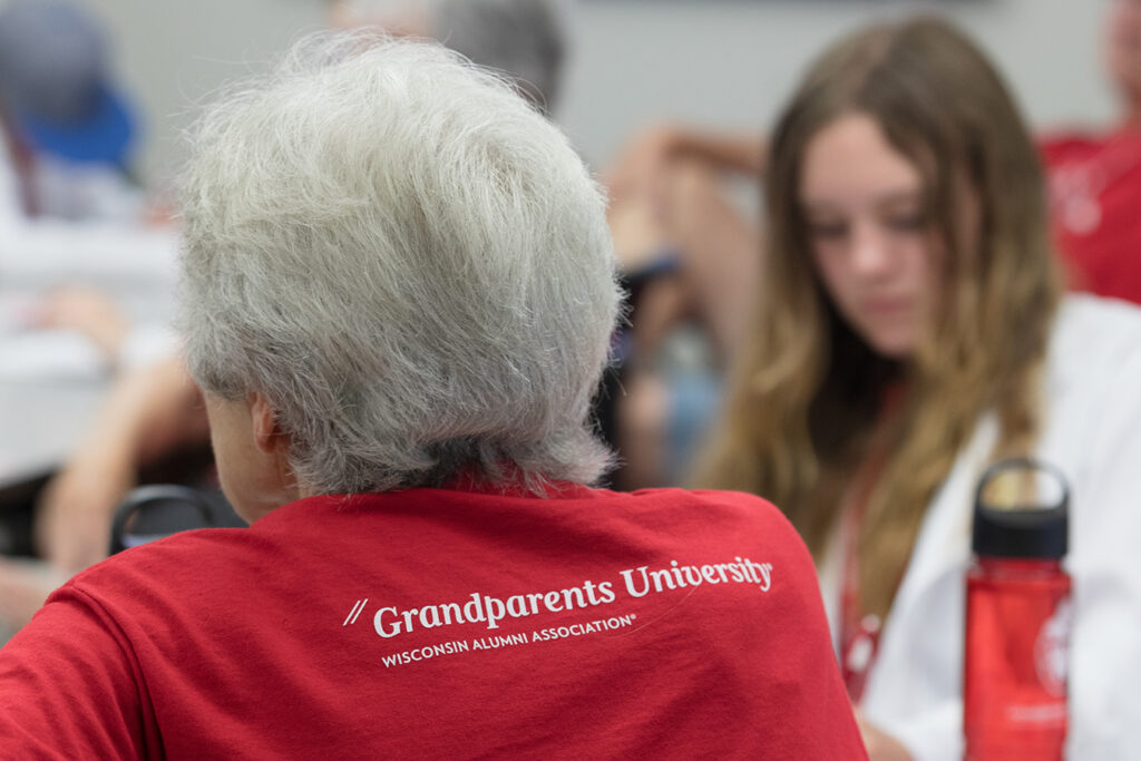SoP Grandparents University 2023 The back of an attendees shirt reads "Grandparents University"