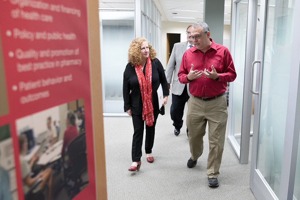 Paul Marker walking and talking with Chancellor Mnookin